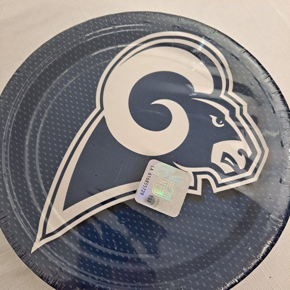 NFL Rams Los Angeles Paper Party Plates 7 Inch 18 Count - Picture 2 of 6
